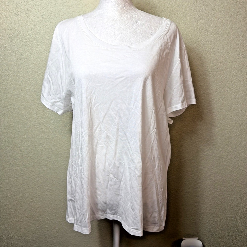 Quince Cotton Modal Scoop Neck Tee Women XL White Short Sleeve Shirt Top NWOT